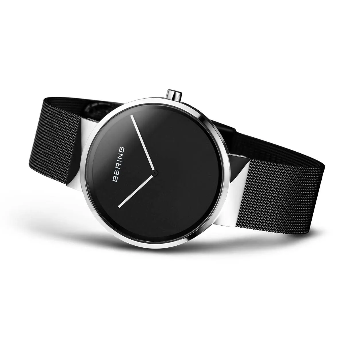 BERING 14539-102 Orologio unisex al quarzo, orologio da polso con cassa in acciaio inossidabile color argento da 39 mm, quadrante nero, cinturino in maglia milanese, vetro zaffiro, 5 ATM - immagine 2