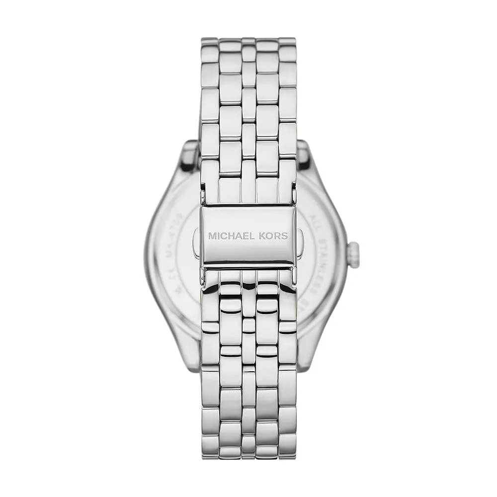 Michael Kors Orologio Harlowe da donna, movimento al quarzo a tre lancette con cinturino in acciaio o in pelle, 38 mm, Tono argento e glitter - immagine 3