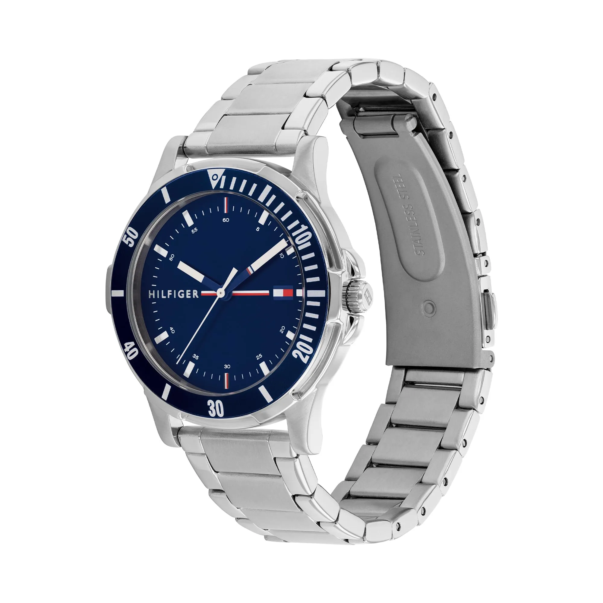 Tommy Hilfiger Orologio Bambino Quadrante Blu, Bracciale in Acciaio Inox, Cassa 34mm, Lunetta in Alluminio, Quarzo, 5 ATM - immagine 2