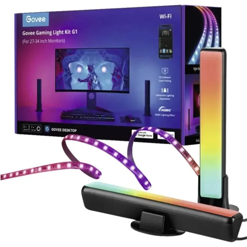 Kit illuminazione intelligente Govee H6608 Wi-Fi Bluetooth Nero Multicolore - immagine 1
