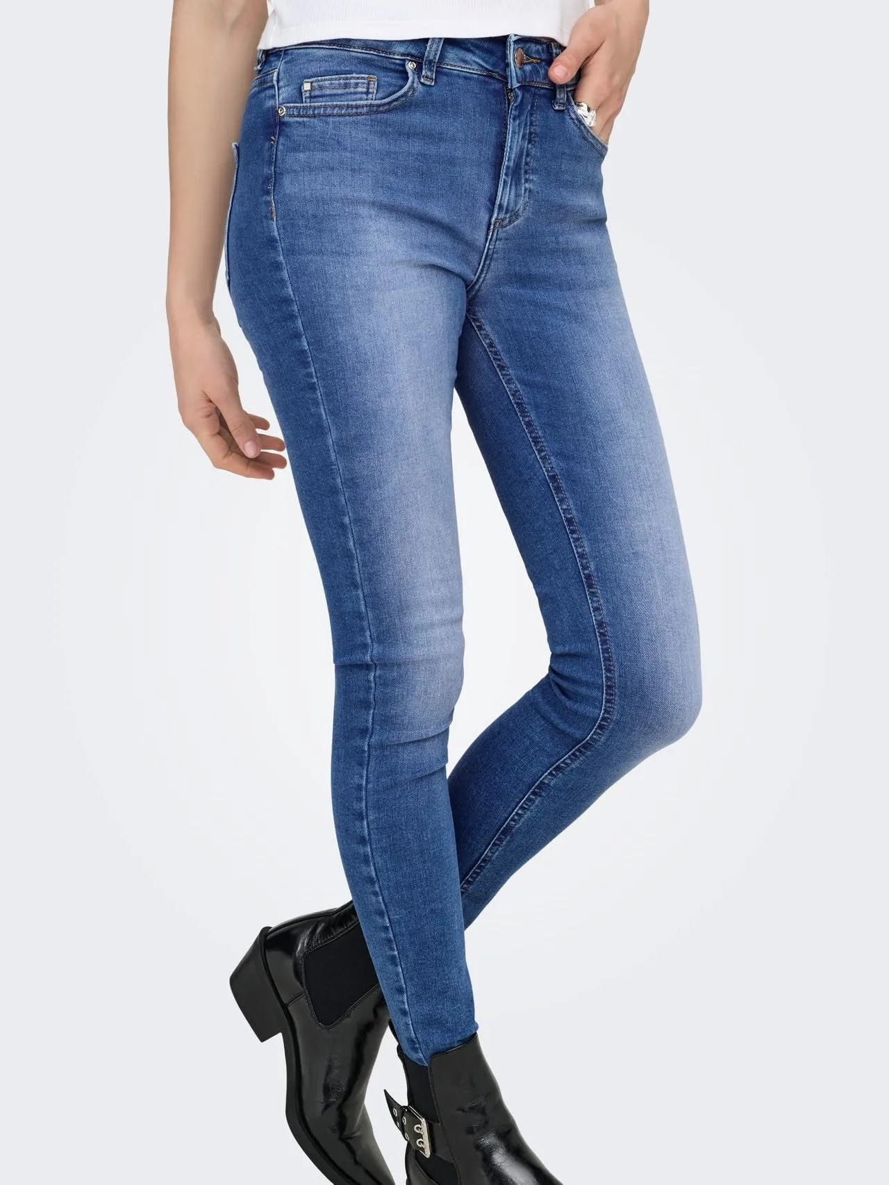 ONLBLUSH Vita Media Skinny Fit Lunghezza Alla Caviglia Jeans Blu X_L/32 - immagine 4