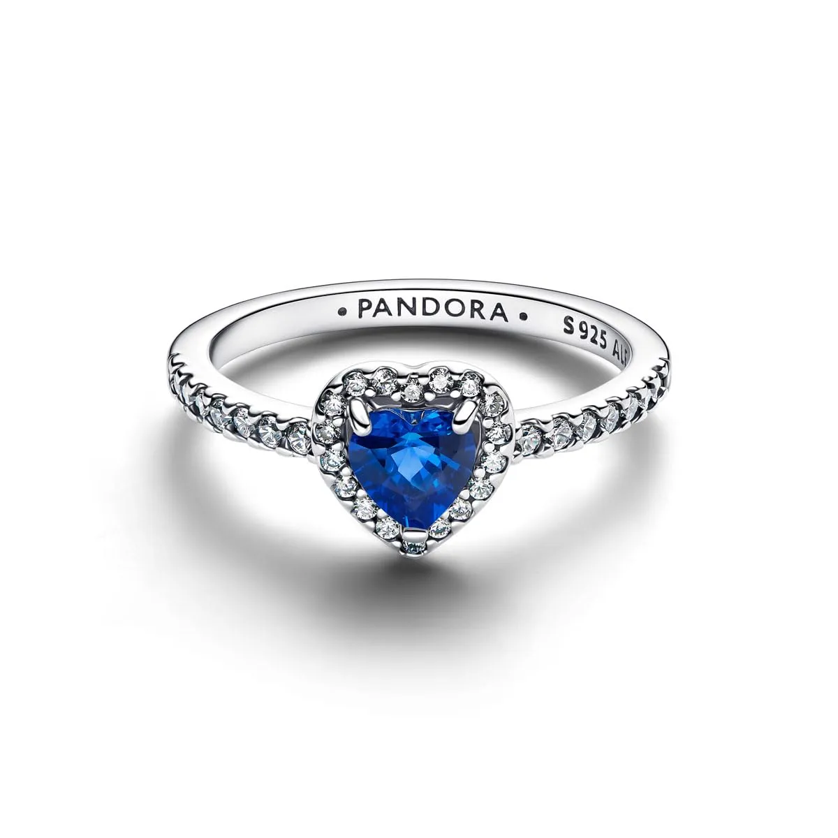PANDORA Anello da donna in argento con cuore in rilievo, blu principessa, 198421C09, 60/19,1, Argento sterling, Zirconie sintetico - immagine 2