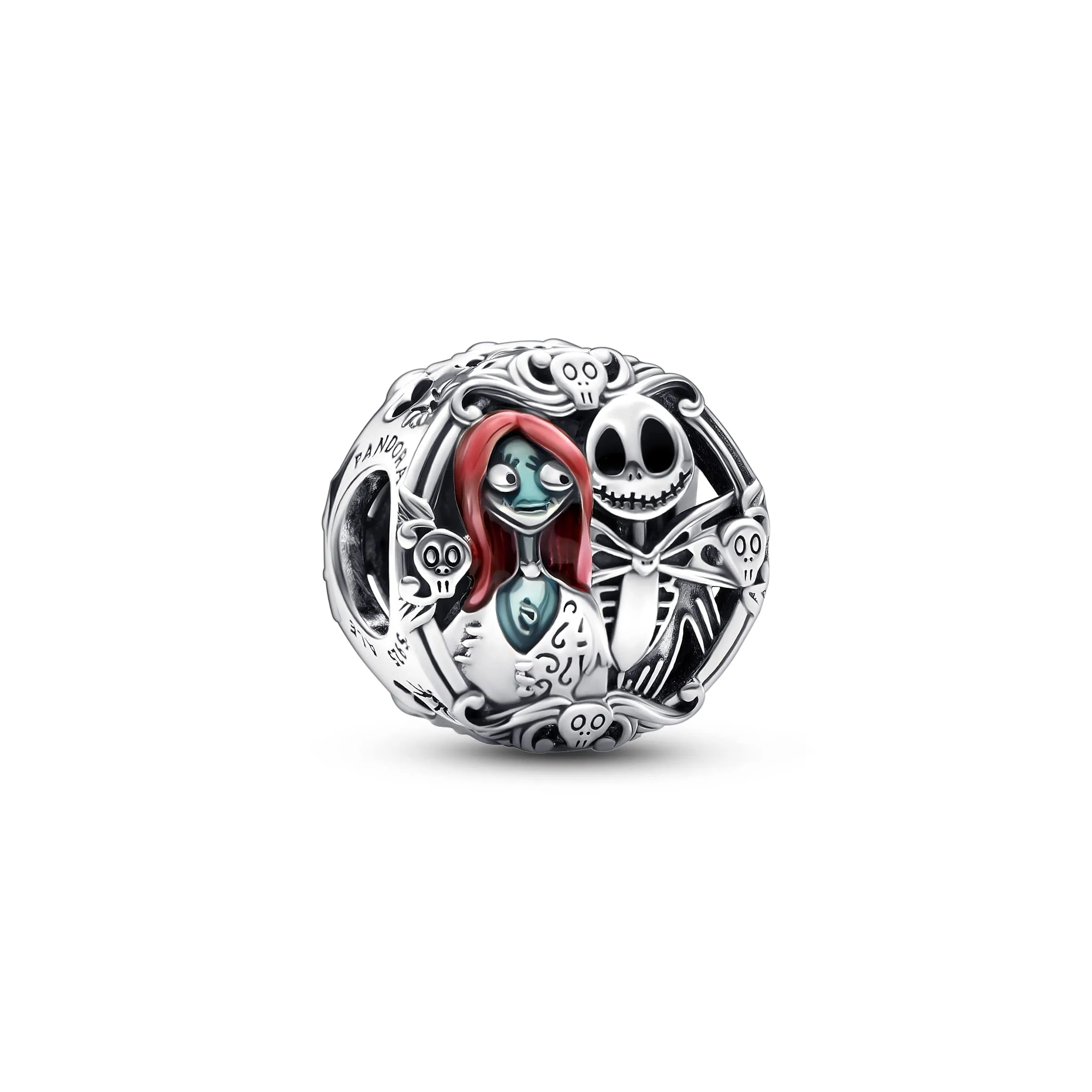PANDORA Disney Ciondolo con Sally e Jack in argento Sterling con smalto nero, rosso e blu - immagine 1