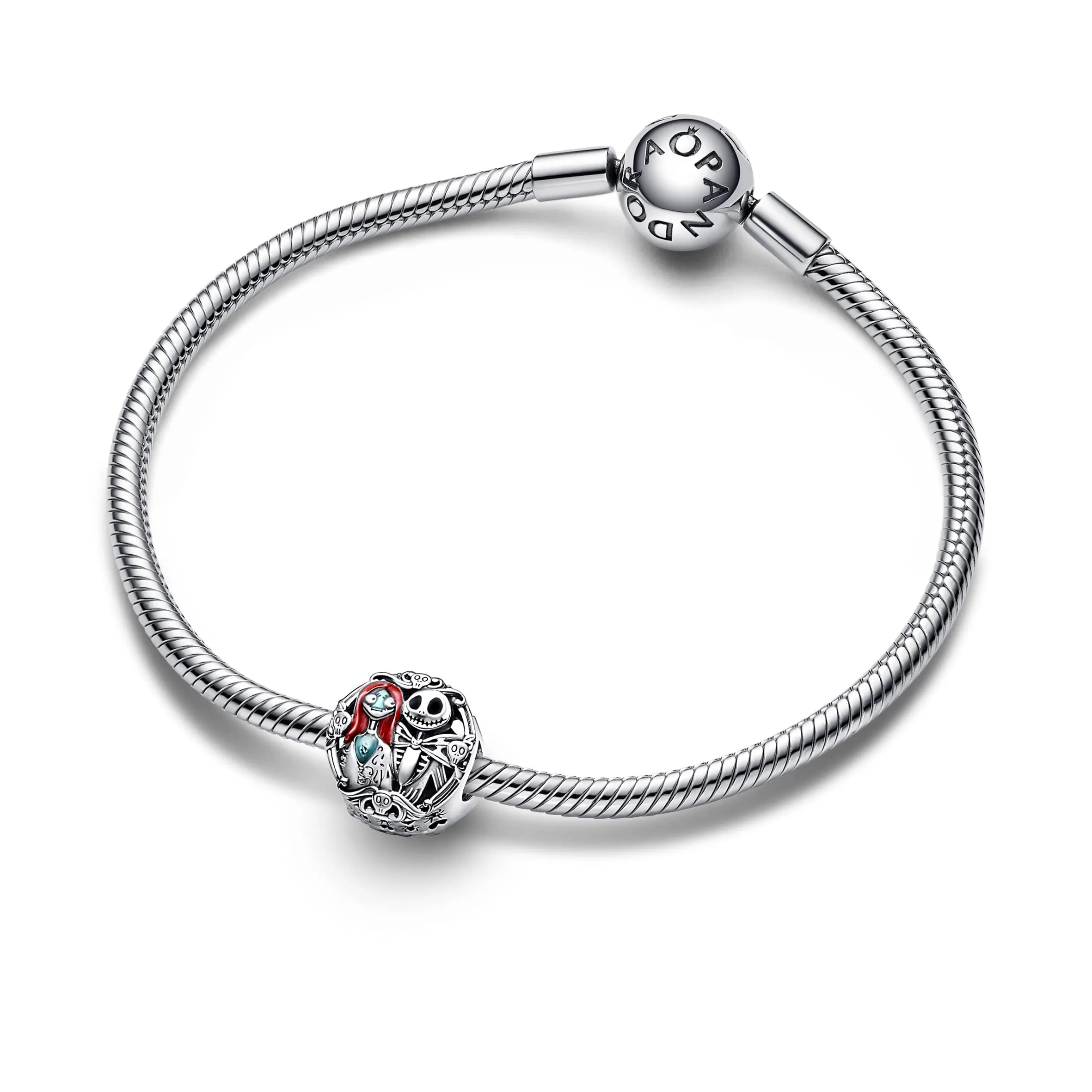 PANDORA Disney Ciondolo con Sally e Jack in argento Sterling con smalto nero, rosso e blu - immagine 4
