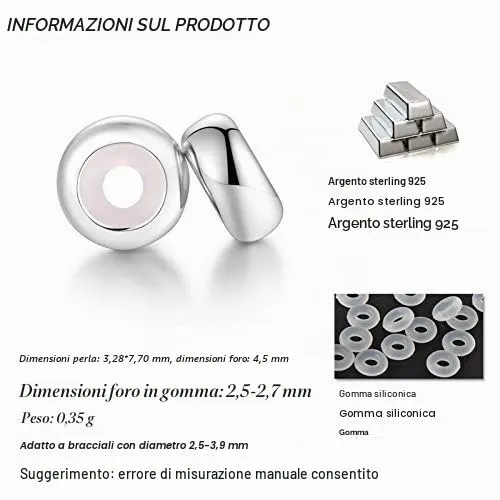 Charm in argento Sterling, Distanziatore per braccialetti Pandora Silver - immagine 6