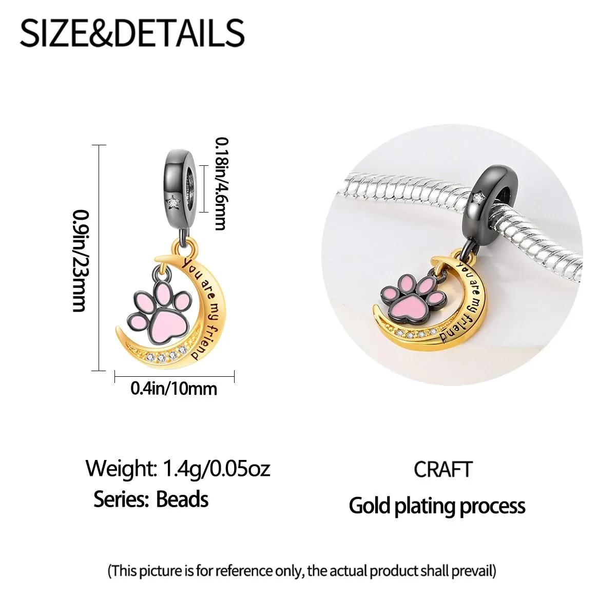 LONGLUCK Natural Starry Sky Charm,925 argento sterling Cubic Zirconias Bead Charm per le donne Bracciale & Collana, gioielli fai da te per le ragazze. - immagine 2
