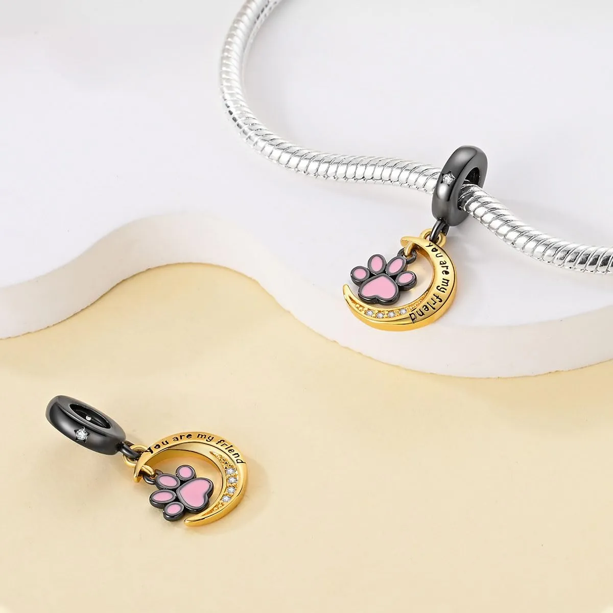 LONGLUCK Natural Starry Sky Charm,925 argento sterling Cubic Zirconias Bead Charm per le donne Bracciale & Collana, gioielli fai da te per le ragazze. - immagine 3