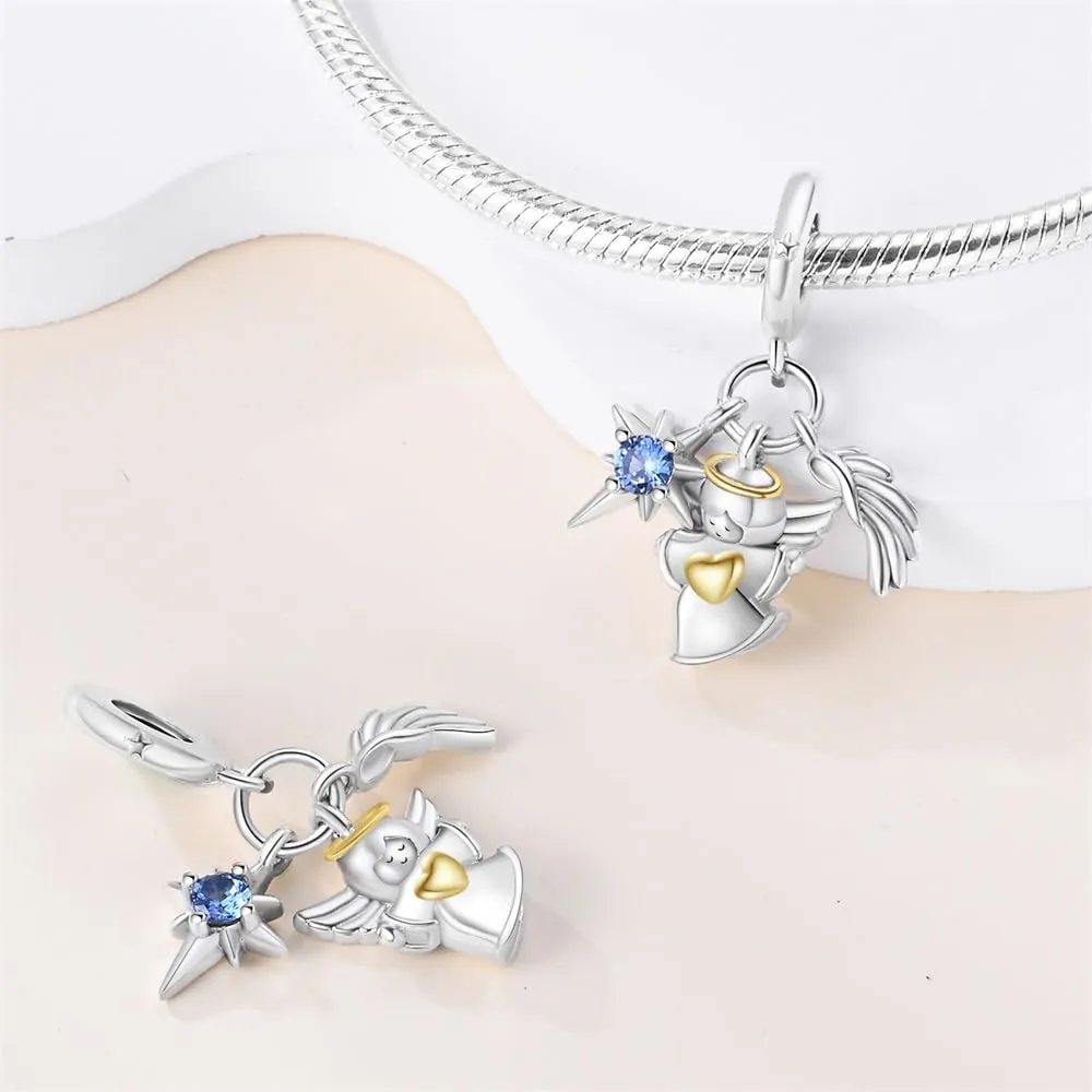 LONGLUCK Natural Starry Sky Charm，925 argento sterling Cubic Zirconias Bead Charm per le donne Bracciale & Collana, gioielli fai da te per le ragazze. - immagine 2