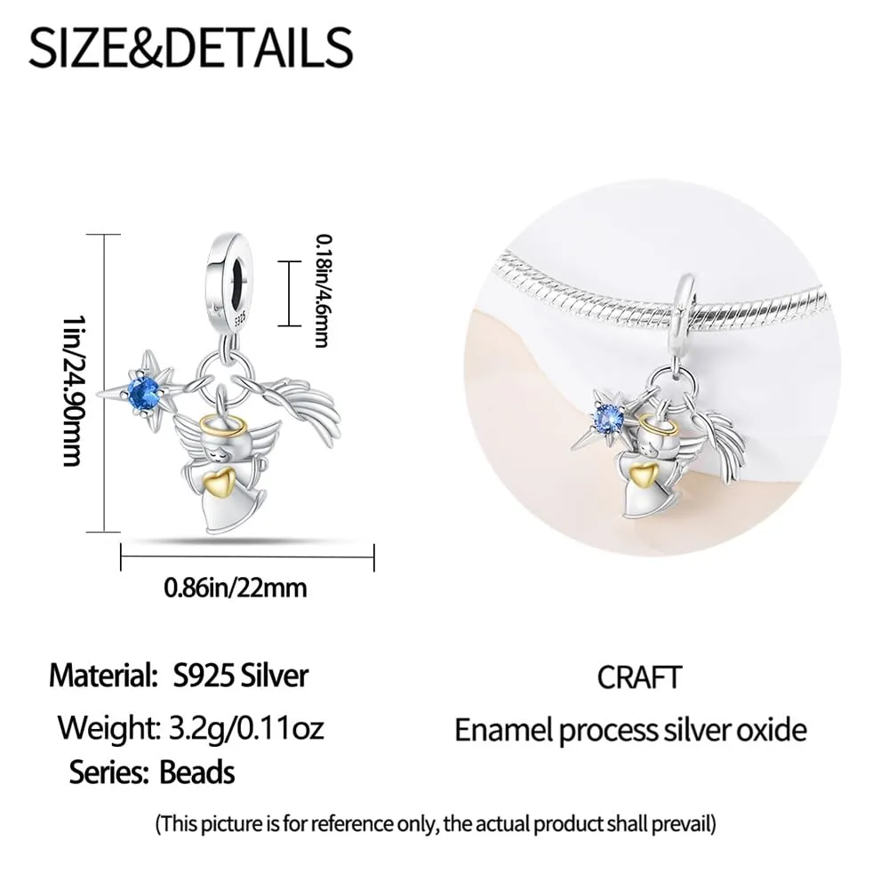LONGLUCK Natural Starry Sky Charm，925 argento sterling Cubic Zirconias Bead Charm per le donne Bracciale & Collana, gioielli fai da te per le ragazze. - immagine 3