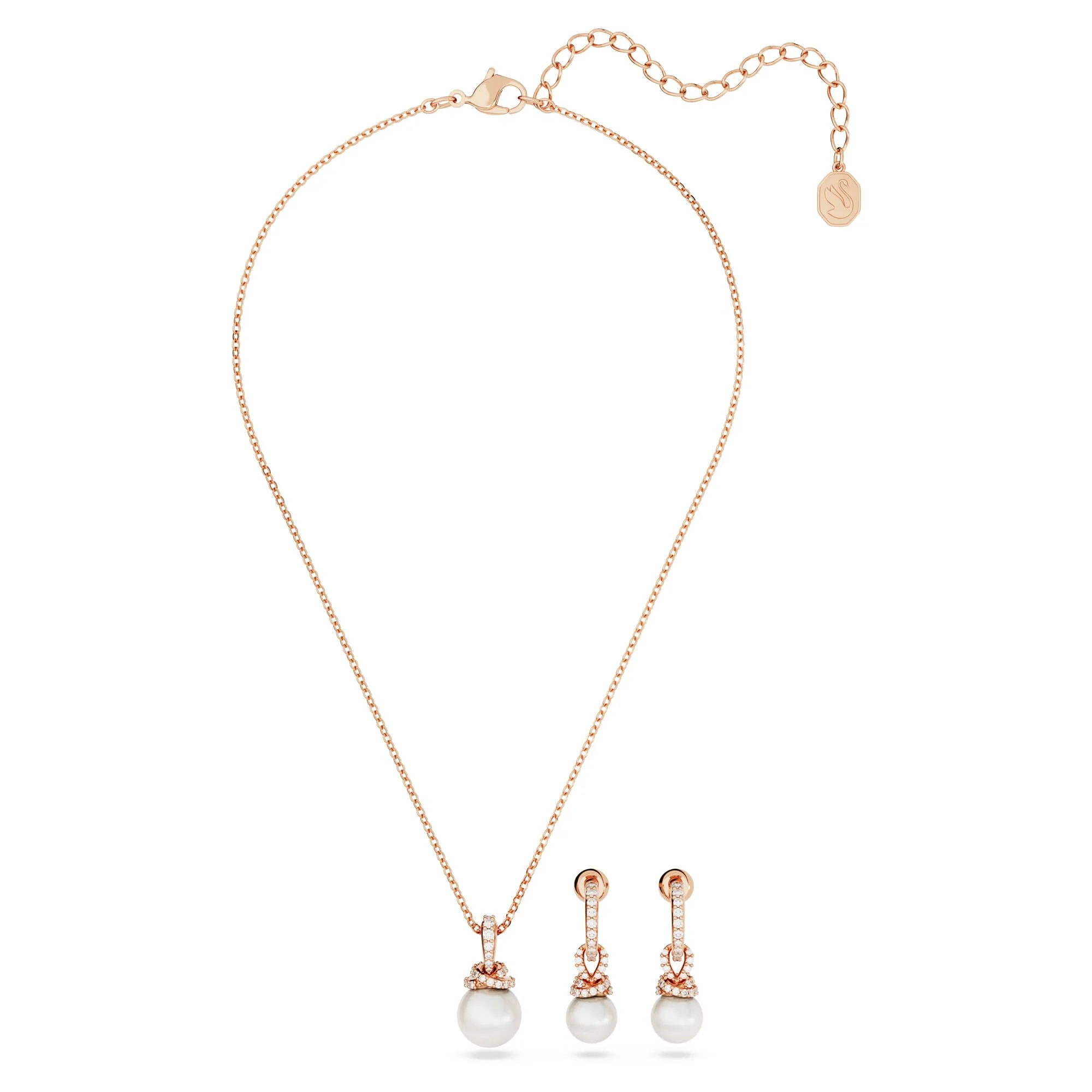 Swarovski Set Originally, Crystal Pearl, Bianco, Placcato color oro rosa - immagine 2