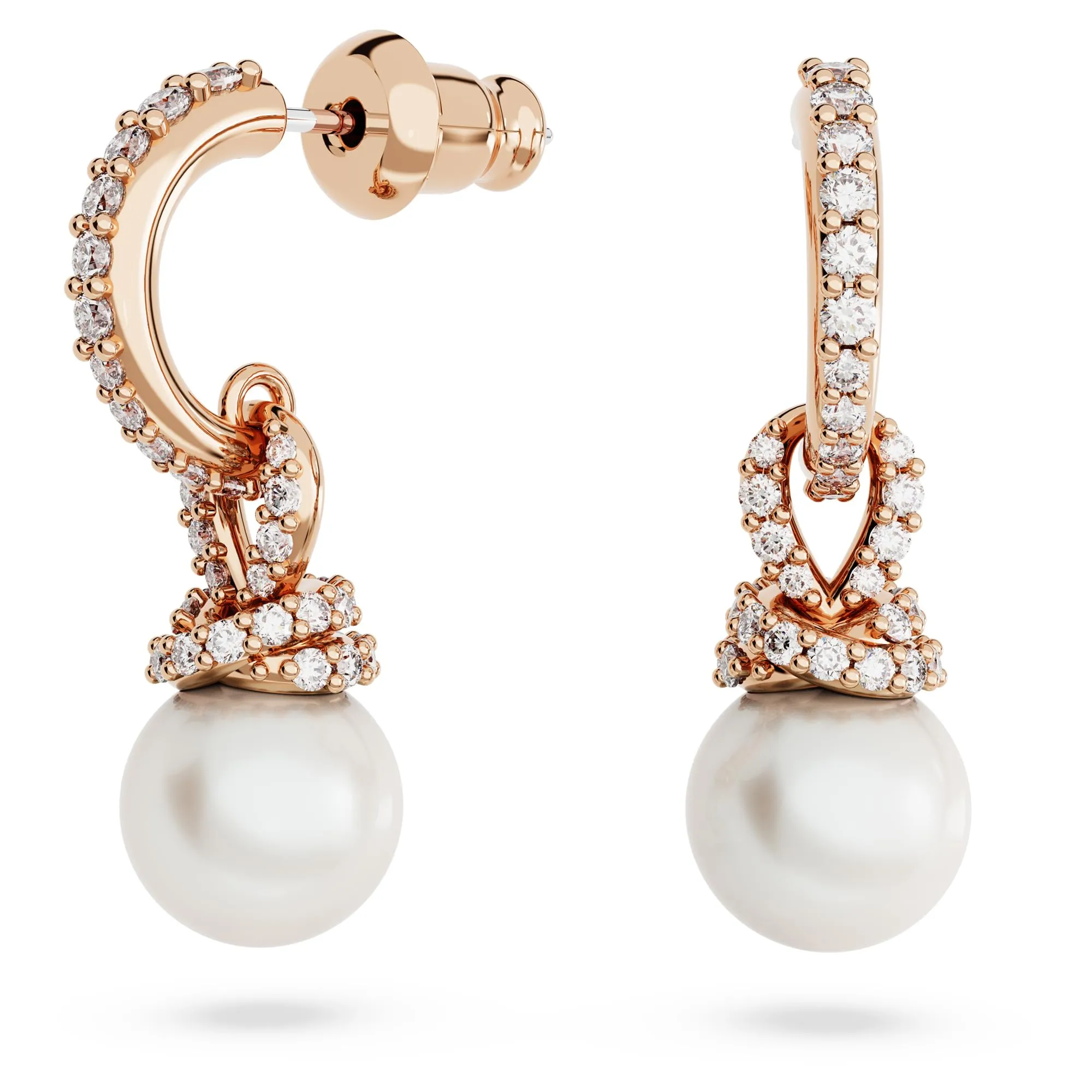 Swarovski Set Originally, Crystal Pearl, Bianco, Placcato color oro rosa - immagine 5