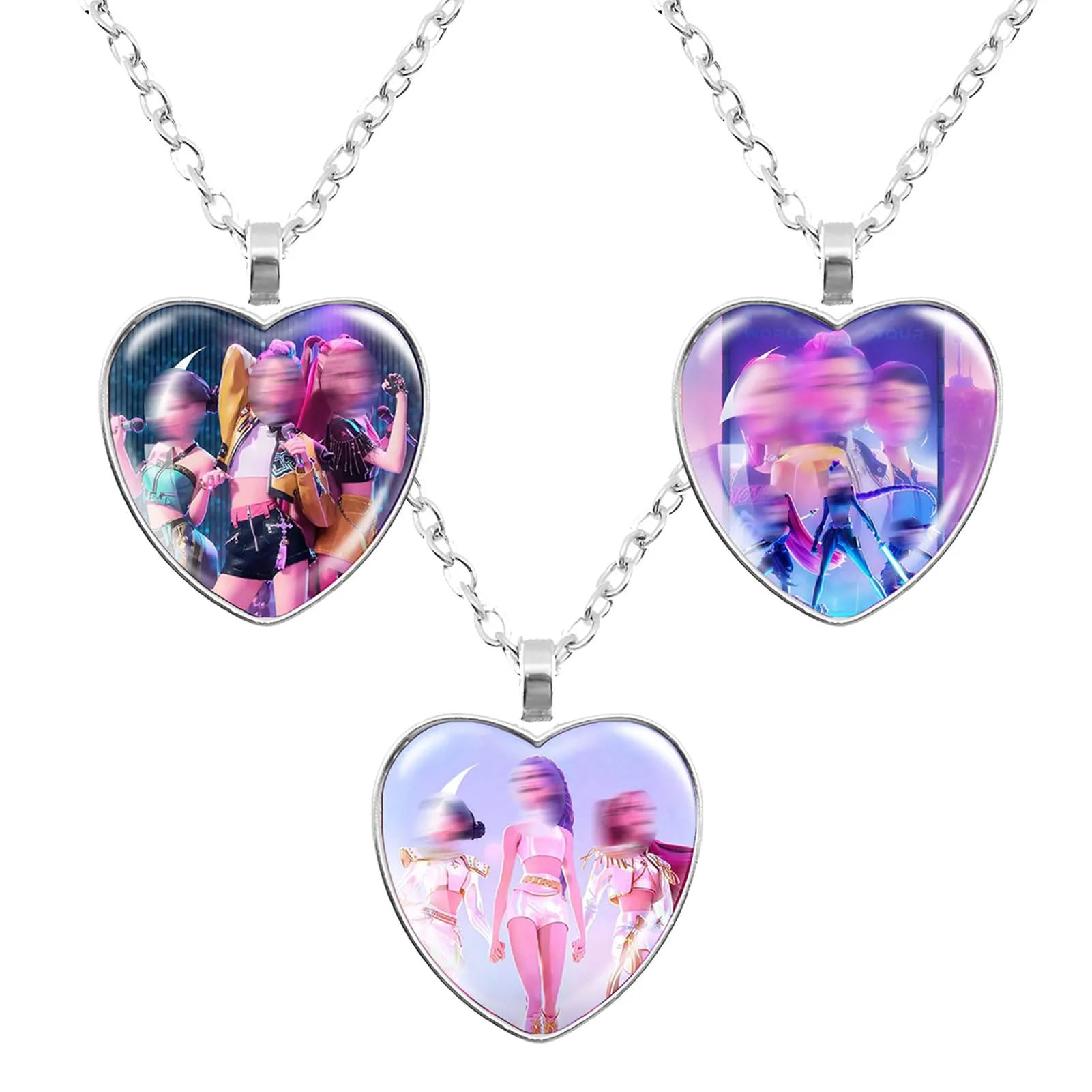 BRIACICELL Articoli di merchandising in stile K-P-O-P, set di collana e orecchini alla moda a forma di cuore con ciondolo, regalo per donne e ragazze, 1, Metallo, 1 - immagine 1