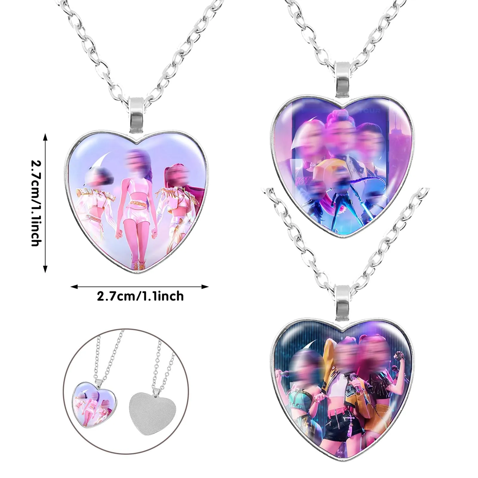 BRIACICELL Articoli di merchandising in stile K-P-O-P, set di collana e orecchini alla moda a forma di cuore con ciondolo, regalo per donne e ragazze, 1, Metallo, 1 - immagine 2