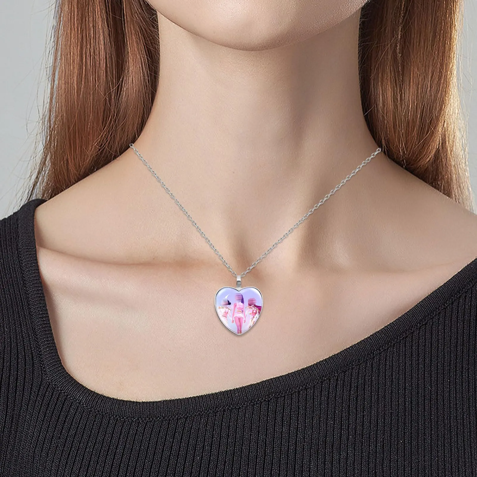 BRIACICELL Articoli di merchandising in stile K-P-O-P, set di collana e orecchini alla moda a forma di cuore con ciondolo, regalo per donne e ragazze, 1, Metallo, 1 - immagine 3