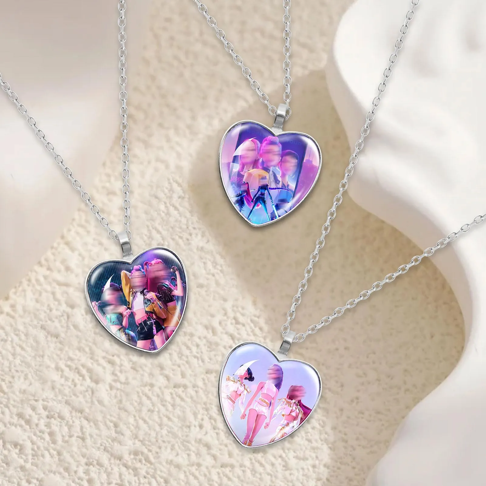 BRIACICELL Articoli di merchandising in stile K-P-O-P, set di collana e orecchini alla moda a forma di cuore con ciondolo, regalo per donne e ragazze, 1, Metallo, 1 - immagine 6