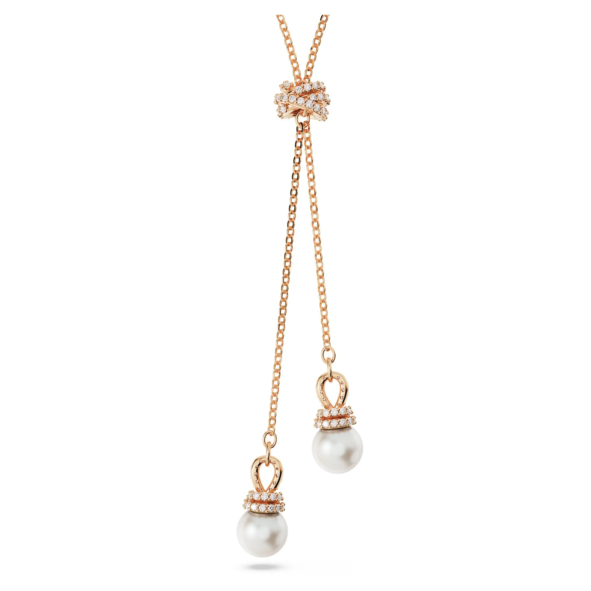 Swarovski Pendente a Y, Crystal Pearl, Bianco, Placcato Oro Rosa - immagine 4