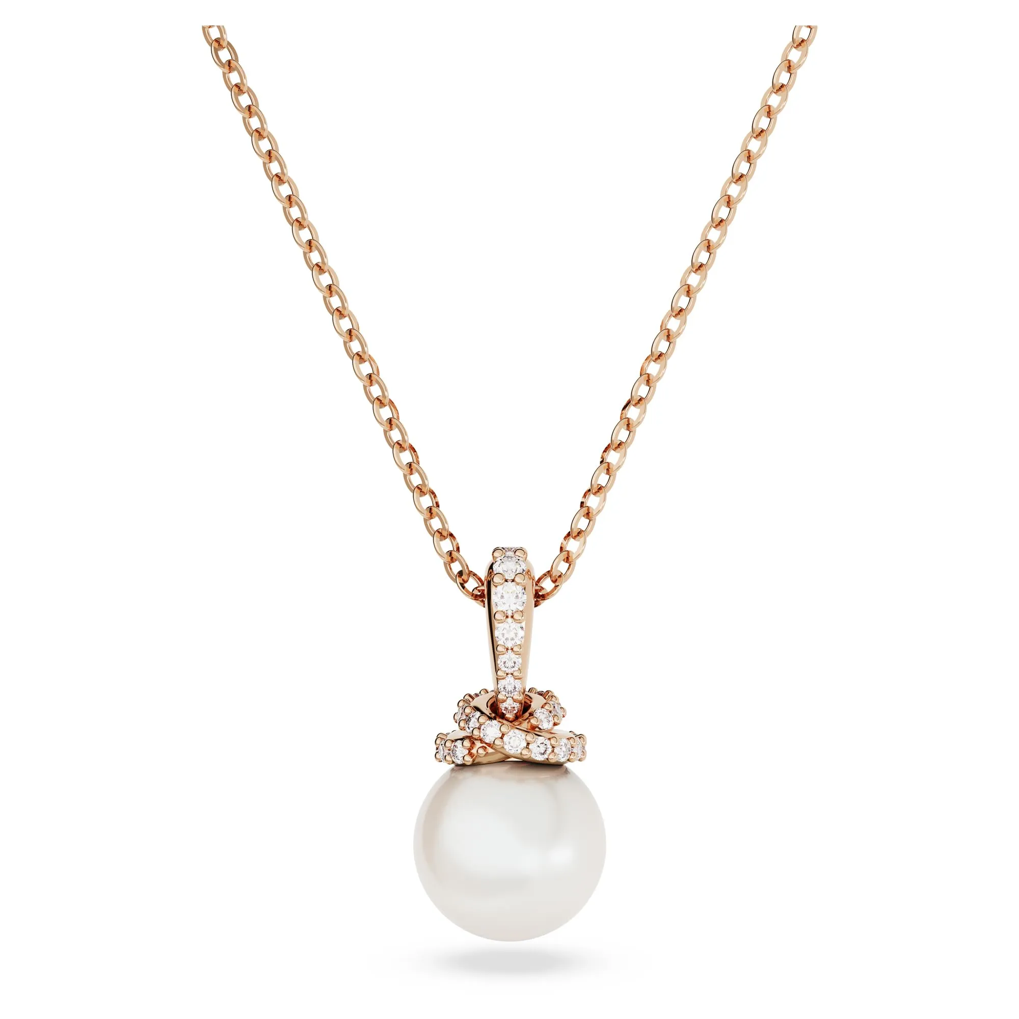 Swarovski Pendente Originally, Crystal Pearl, Bianco, Placcato color oro rosa - immagine 1