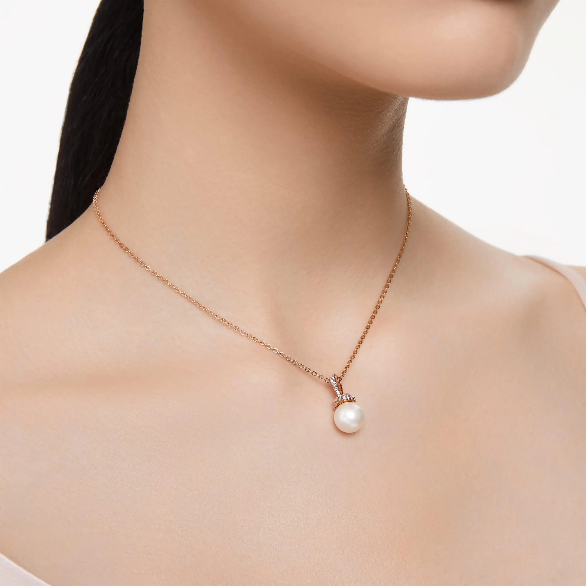 Swarovski Pendente Originally, Crystal Pearl, Bianco, Placcato color oro rosa - immagine 5
