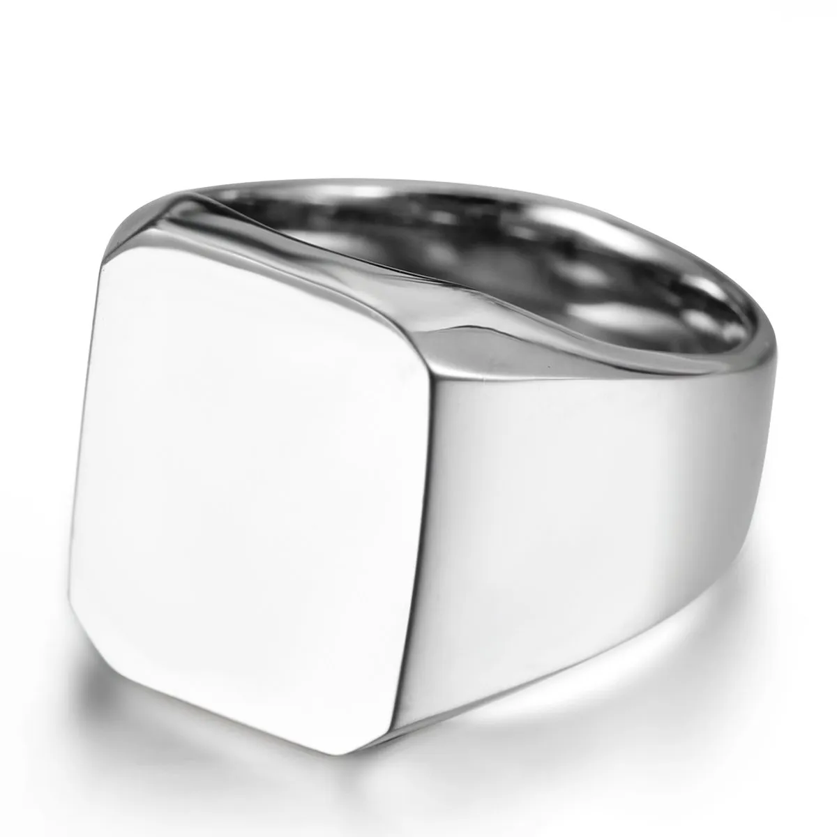 JewelryWe Gioielli Anello da Uomo Donna, Acciaio Inossidabile,Anelli Tono Argento Lucido Sigillo,Colore Argento Misura 30 - immagine 1