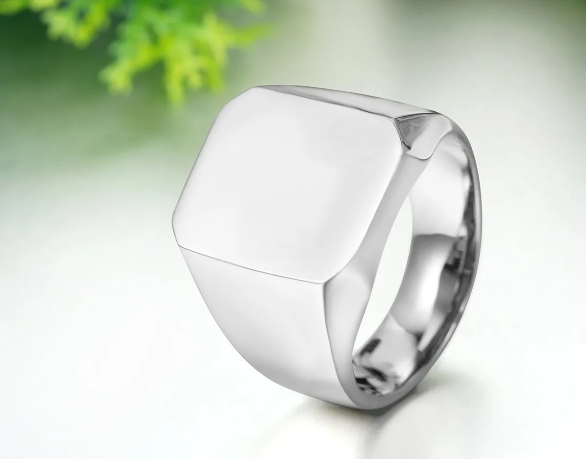 JewelryWe Gioielli Anello da Uomo Donna, Acciaio Inossidabile,Anelli Tono Argento Lucido Sigillo,Colore Argento Misura 30 - immagine 3