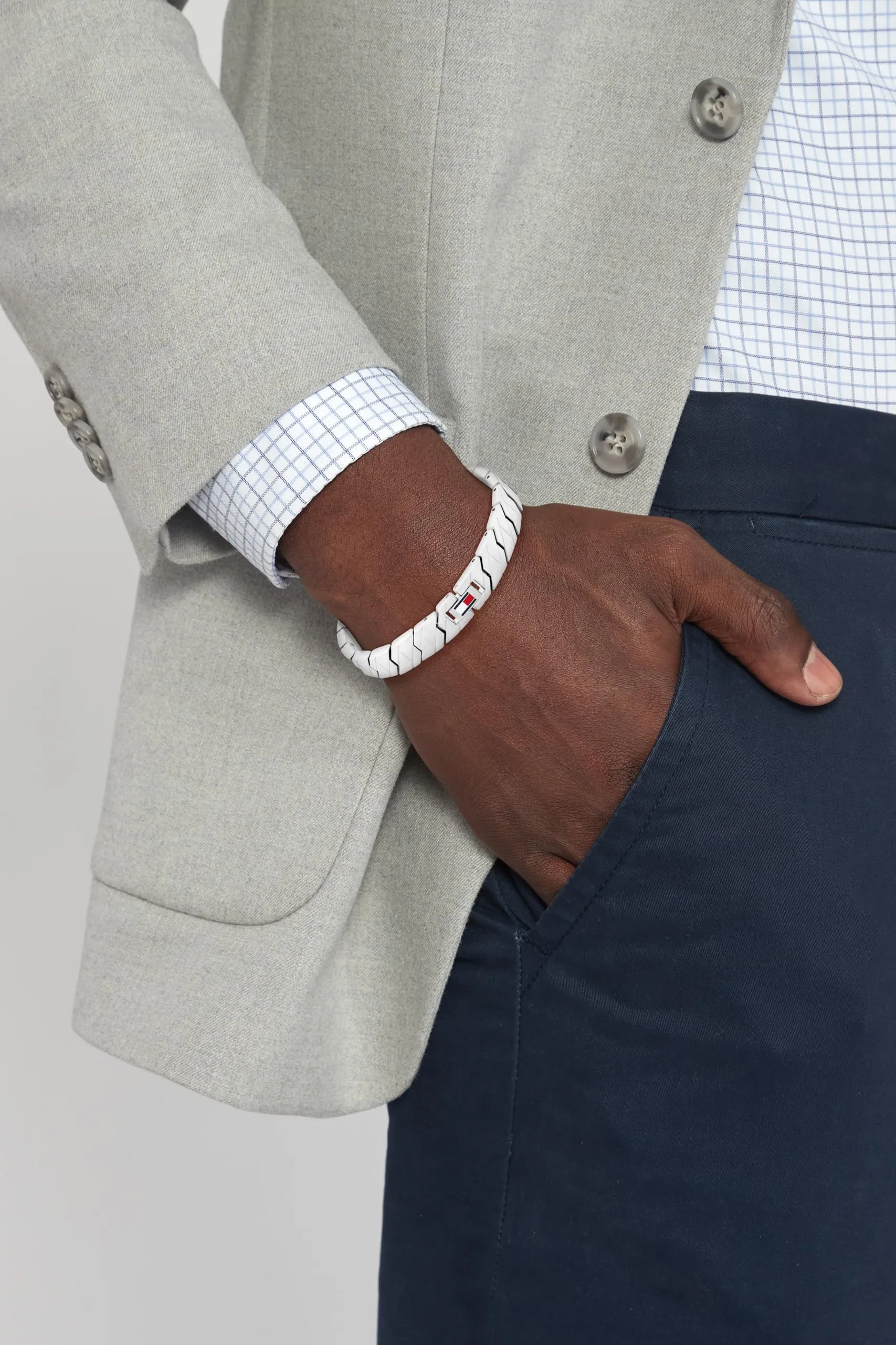 Tommy Hilfiger Jewelry Bracciale a Maglie da Uomo in Acciaio Inossidabile con la Bandiera Iconica di Tommy Hilfiger - 2790619 - immagine 3