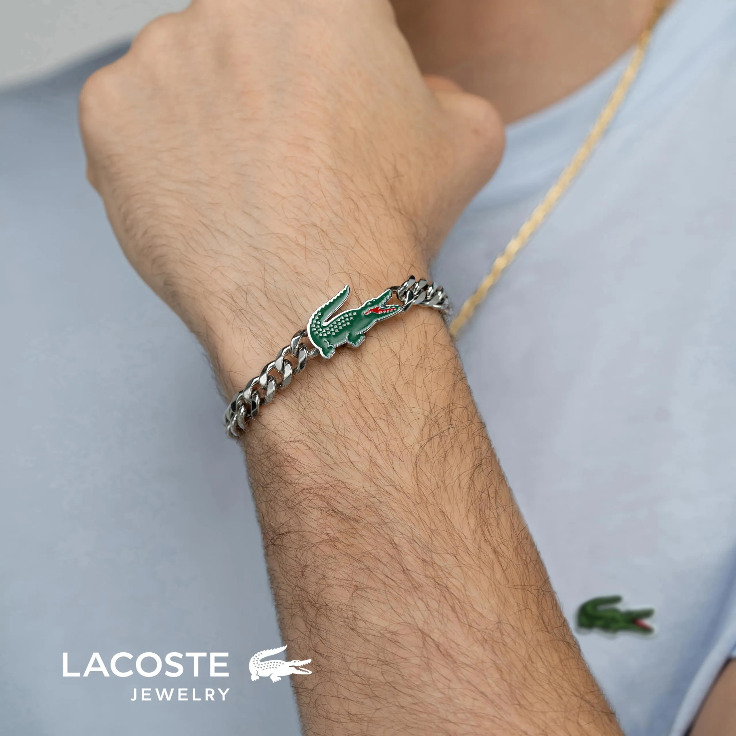 Lacoste Braccialetto a catena da uomo Collezione ARTHOR in Acciaio Inossidabile, Argento Silver - immagine 4