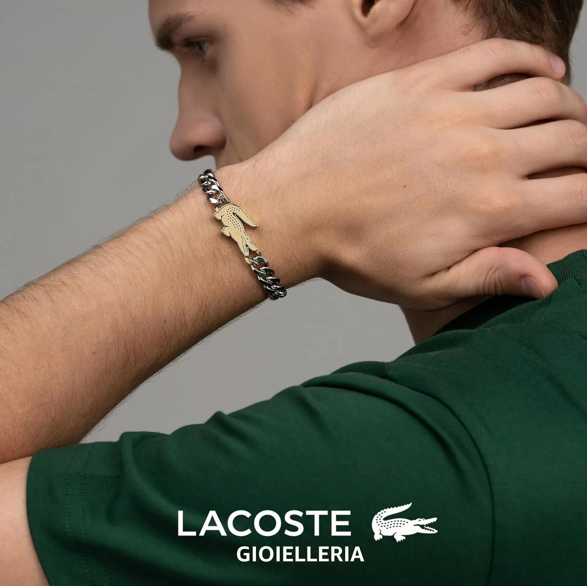 Lacoste Braccialetto a Catena da Uomo Collezione ARTHOR in Acciaio Inossidabile Bicolore con un Charm a Forma di Coccodrillo - 2040552 - immagine 4