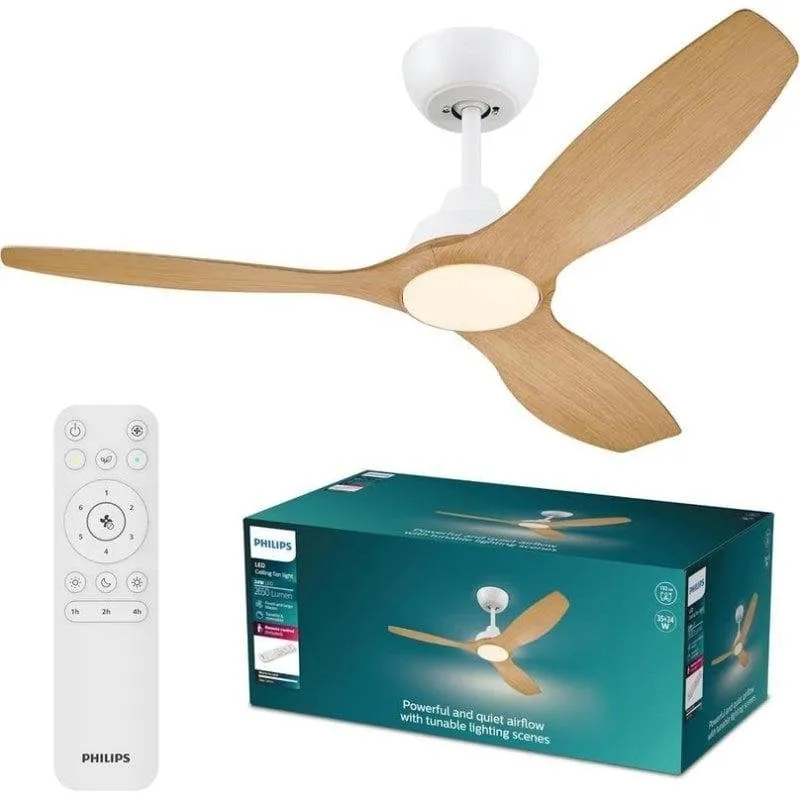 Ventilatore da Soffitto con Luce Philips Olas 35W 132cm 6 Velocità LED Telecomando Silenzioso - immagine 1