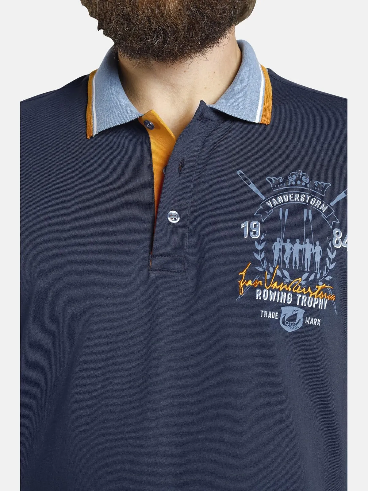 Jan Vanderstorm Polo da uomo Orvar, Blu scuro, 5XL - immagine 2