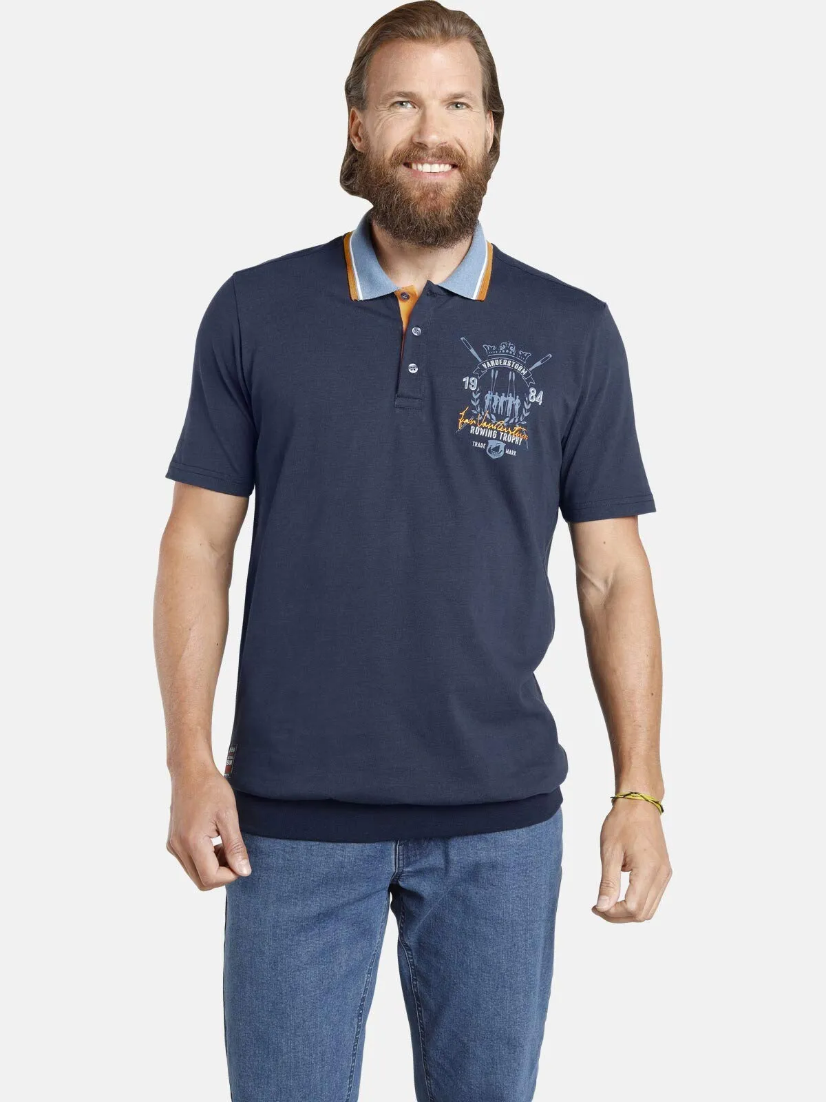 Jan Vanderstorm Polo da uomo Orvar, Blu scuro, 5XL - immagine 4