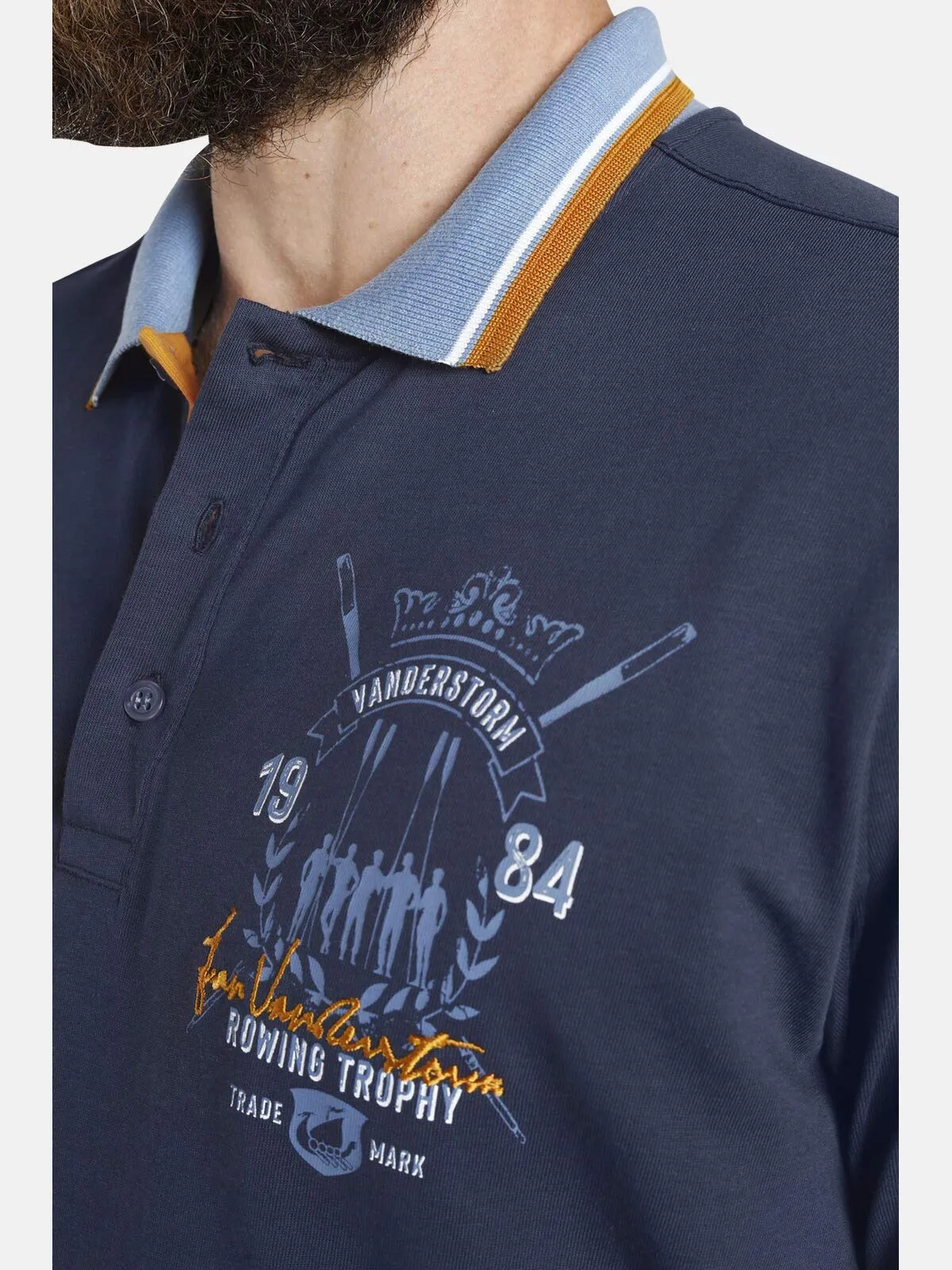 Jan Vanderstorm Polo da uomo Orvar, Blu scuro, 5XL - immagine 6