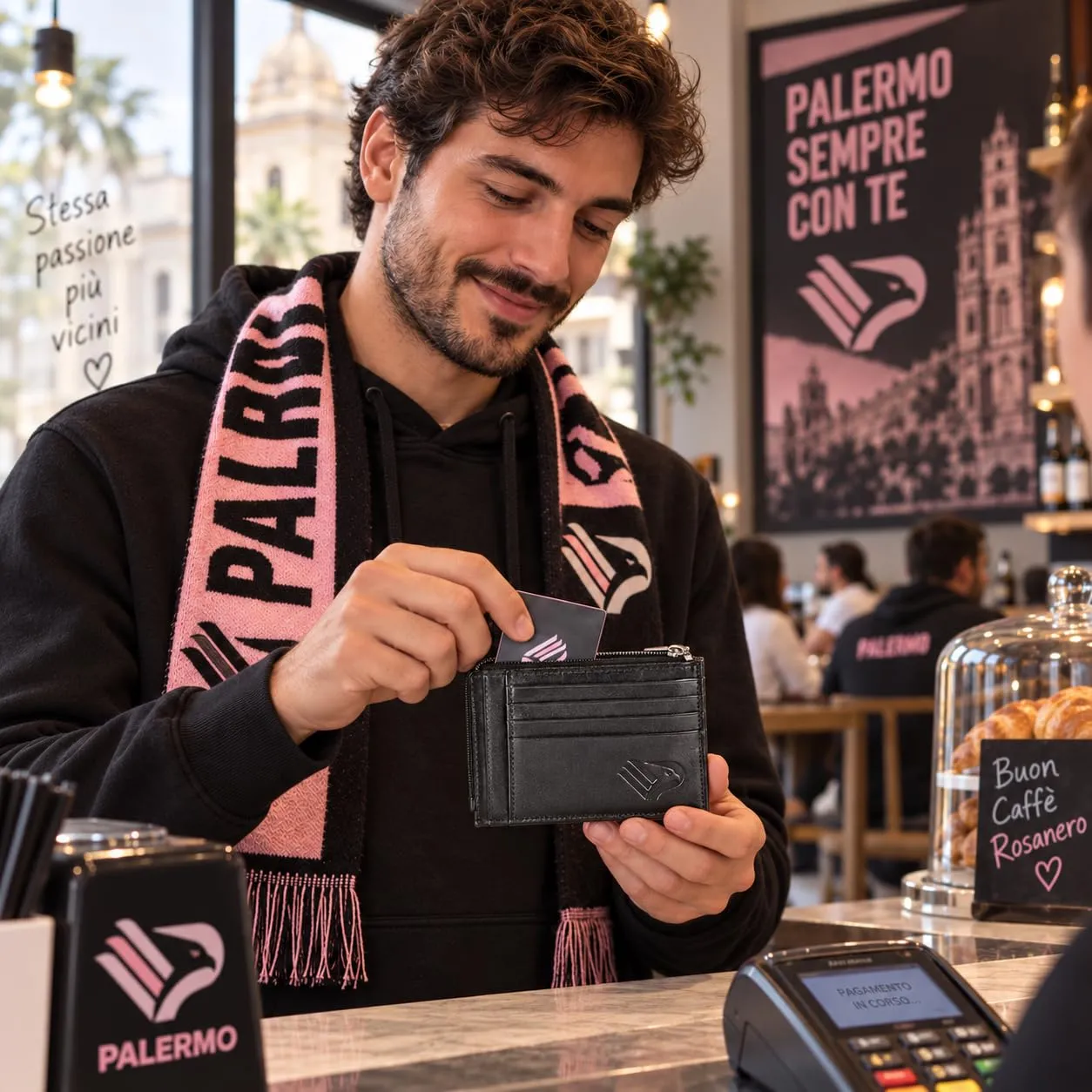 Portacarte di credito in Pelle RFID con logo impresso a caldo. Prodotto ufficiale PALERMO 303646 - immagine 3