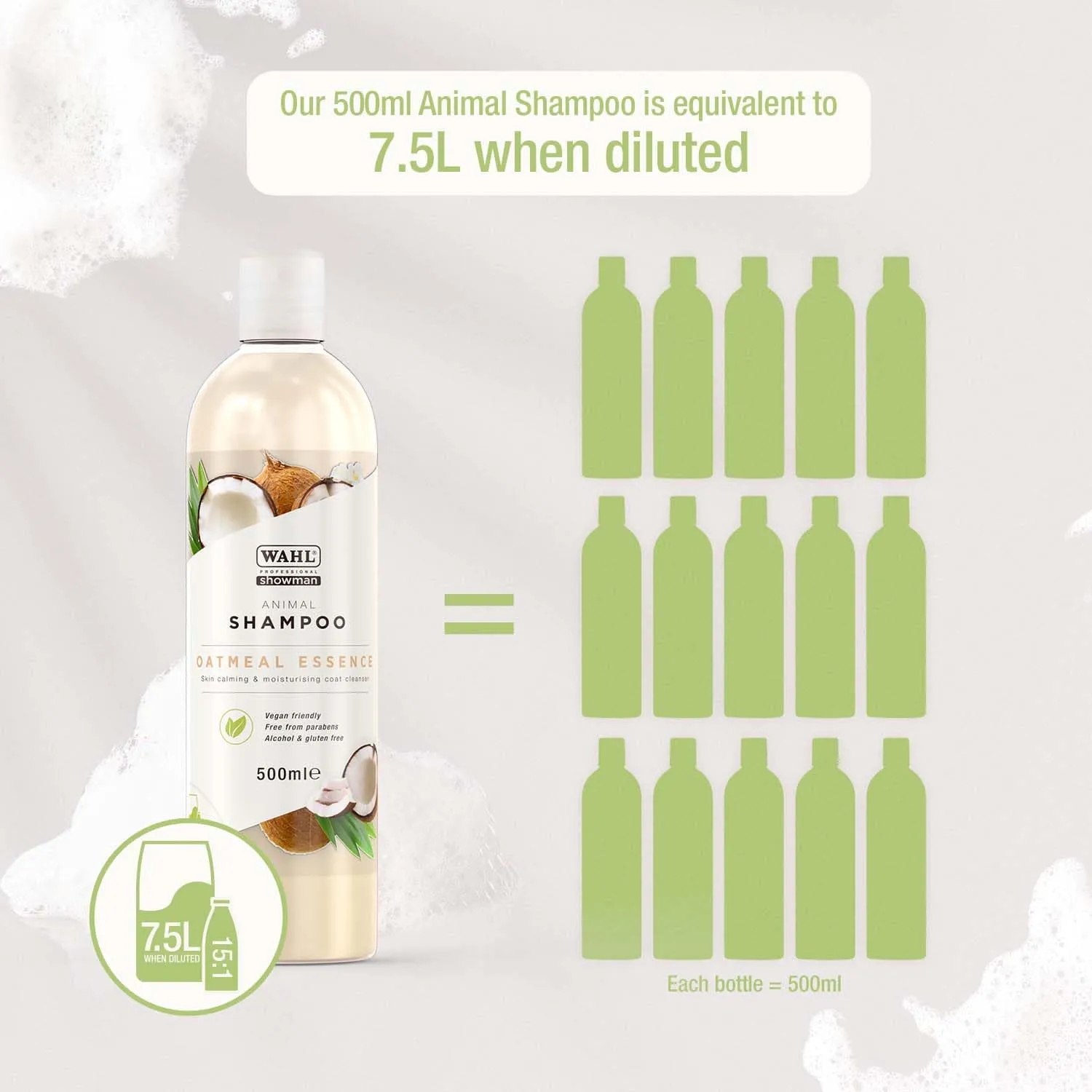 Wahl Oatmeal Essence Shampoo pelli sensibili per cani, concentrato 500 ml - immagine 2