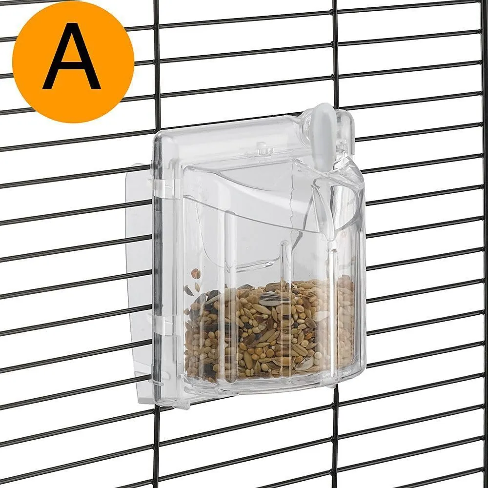Ferplast Gabbia per Canarini REKORD 3 Gabbia per Uccelli con Mangiatoie Girevoli, Posatoi, Beverini e Altalena, Metallo Verniciato e Fondo in Plastica con Cassetto Igienico, 49 x 30 x h 49 cm bianco - immagine 2