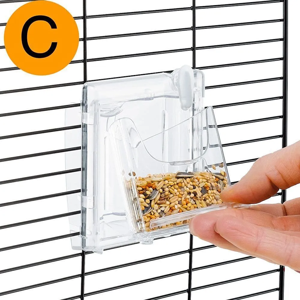 Ferplast Gabbia per Canarini REKORD 3 Gabbia per Uccelli con Mangiatoie Girevoli, Posatoi, Beverini e Altalena, Metallo Verniciato e Fondo in Plastica con Cassetto Igienico, 49 x 30 x h 49 cm bianco - immagine 4