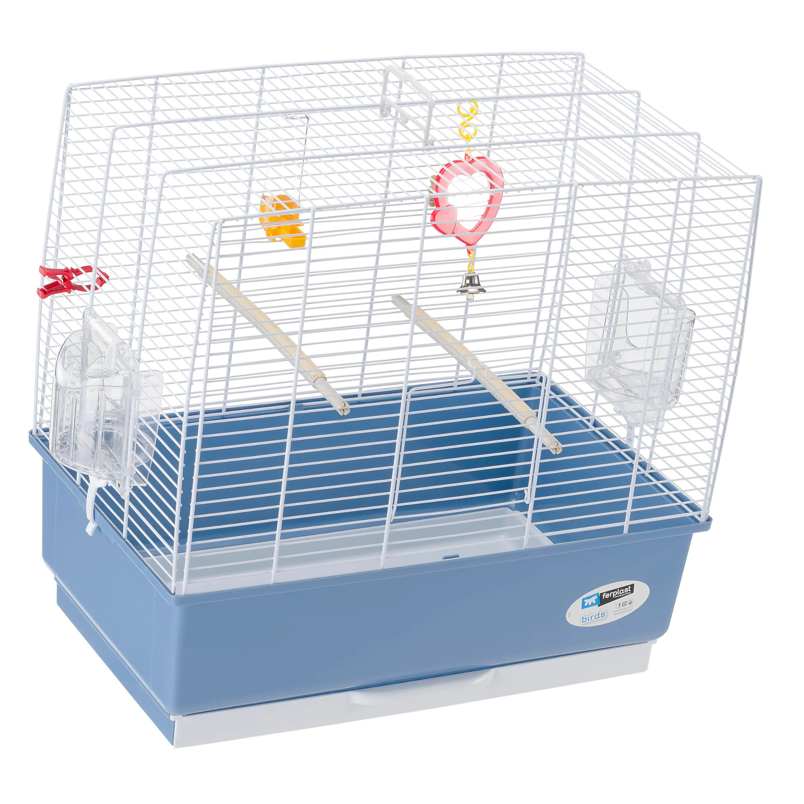 Ferplast Gabbia per Canarini REKORD 3 Gabbia per Uccelli con Mangiatoie Girevoli, Posatoi, Beverini e Altalena, Metallo Verniciato e Fondo in Plastica con Cassetto Igienico, 49 x 30 x h 49 cm bianco - immagine 8