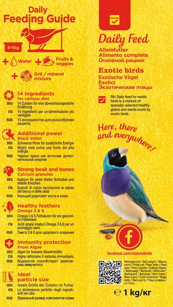 RIO Mangime Completo per Uccelli Esotici | 500 g | Miscela appositamente formulata di semi e cereali selezionati e amati | Per l'alimentazione quotidiana - immagine 5