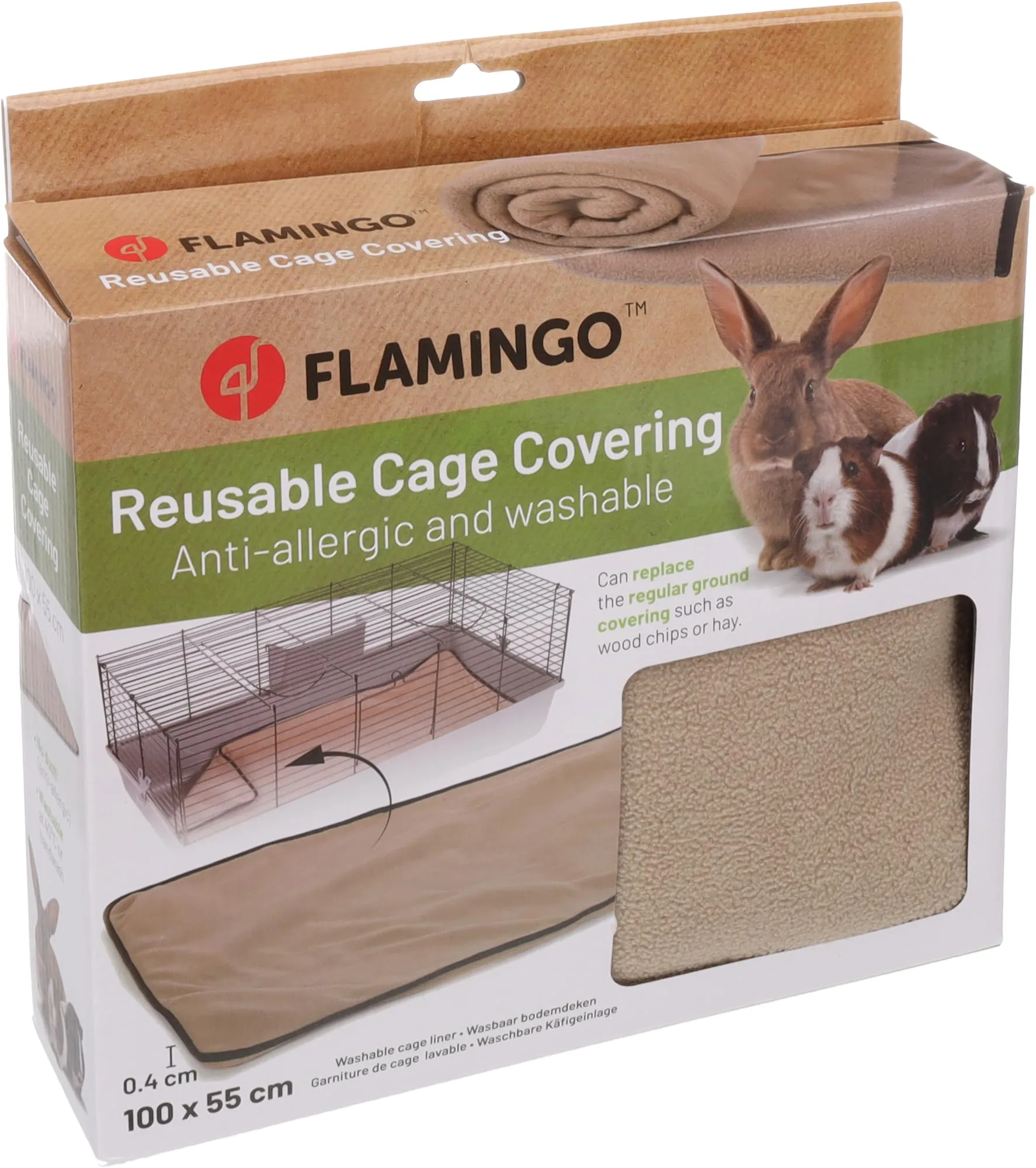 Flamingo Gabbia Criceto - Tappetino Assorbente Taupe 100x55x0,4 cm - Tessuto 3 Strati - Asciugatura Rapida - Lavabile 40°C - Senza Polvere - per Conigli e roditori - immagine 6
