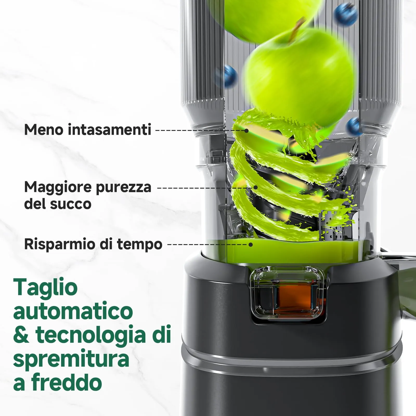 AMZCHEF Slow Juicer Automatico Estrattore di succo con apertura di - immagine 5