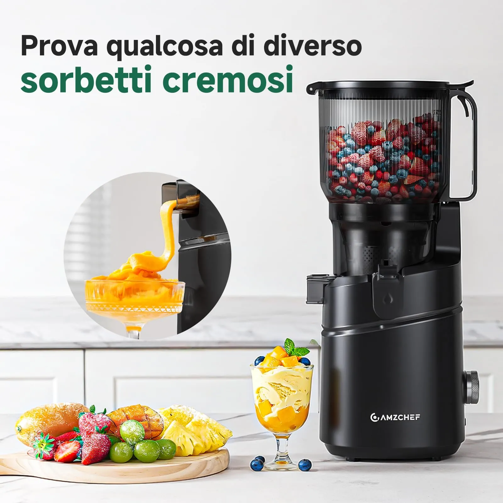 AMZCHEF Slow Juicer Automatico Estrattore di succo con apertura di - immagine 10