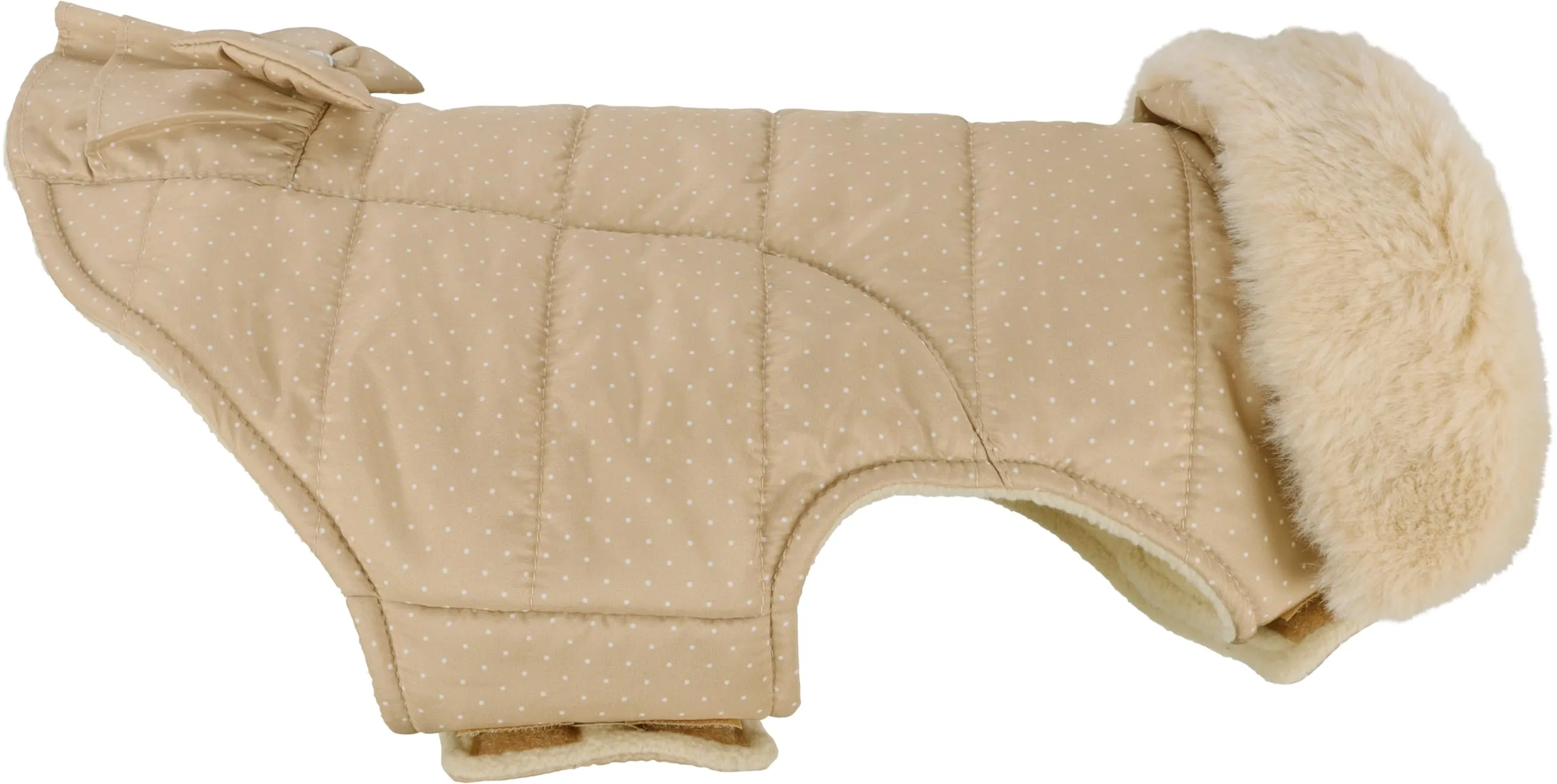 Cappotto cane – Guzzi Beige – A:35cm – Poliestere – Lavabile a 30°C – Fodera in pile morbido – Impermeabile – Con fiocco decorativo – Flamingo - immagine 4