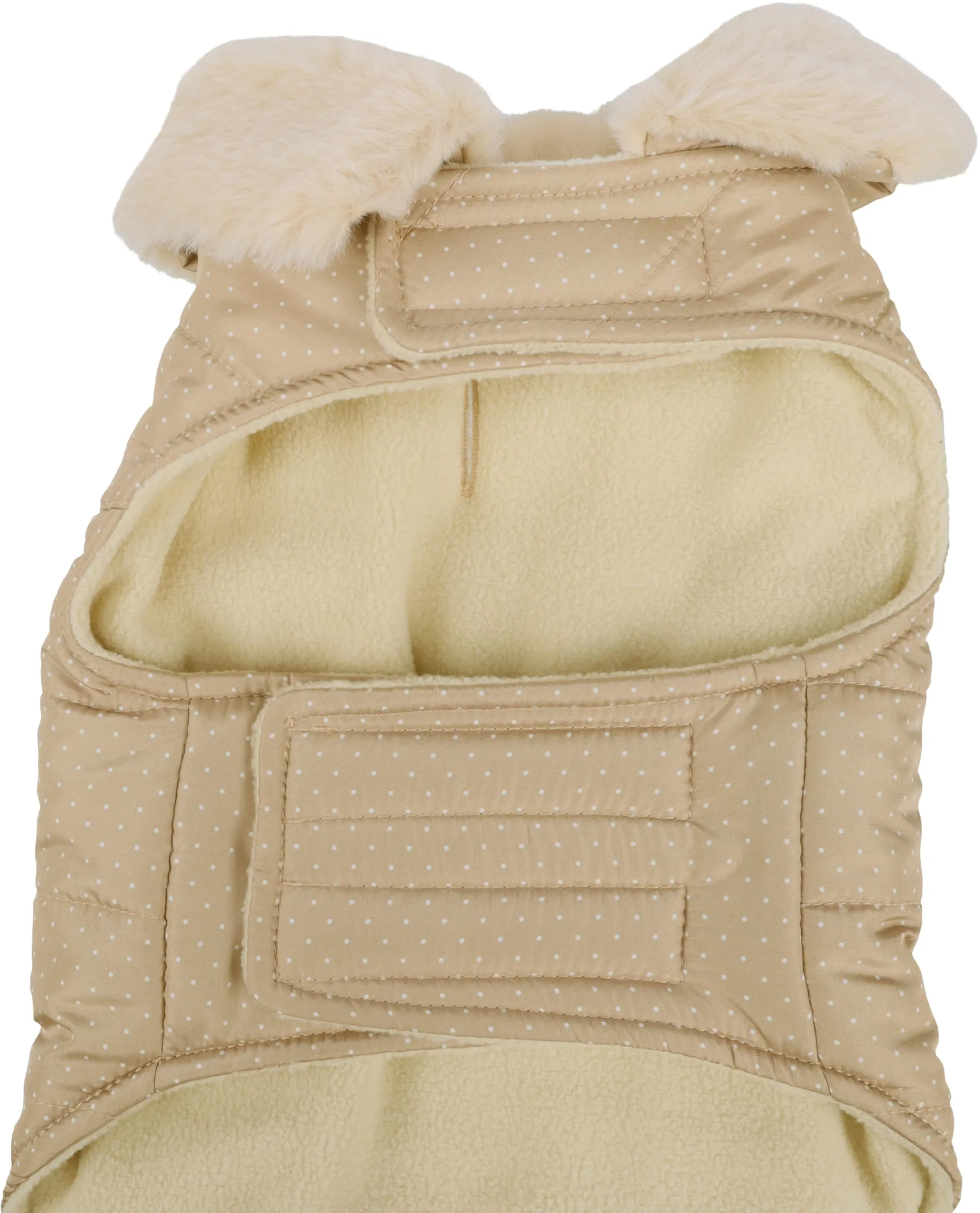Cappotto cane – Guzzi Beige – A:35cm – Poliestere – Lavabile a 30°C – Fodera in pile morbido – Impermeabile – Con fiocco decorativo – Flamingo - immagine 5