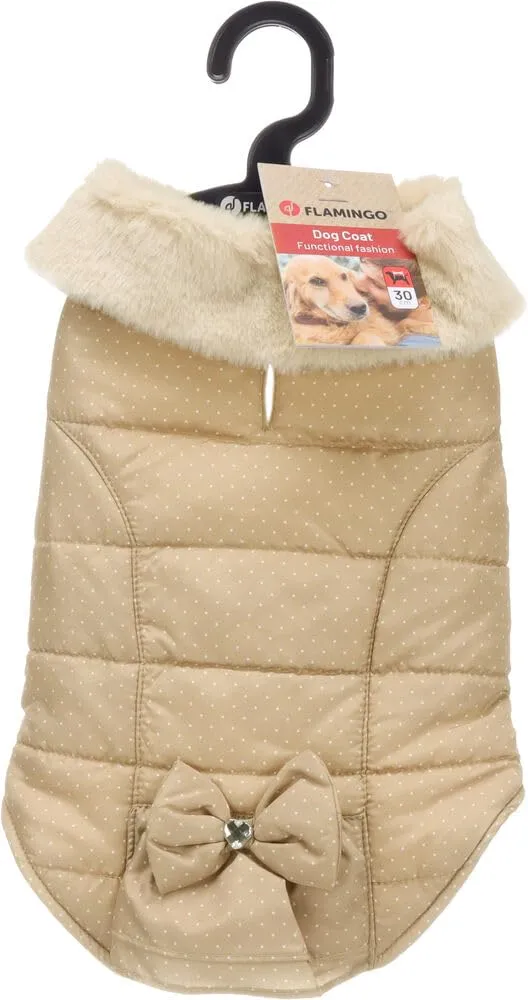 Cappotto cane – Guzzi Beige – A:35cm – Poliestere – Lavabile a 30°C – Fodera in pile morbido – Impermeabile – Con fiocco decorativo – Flamingo - immagine 7