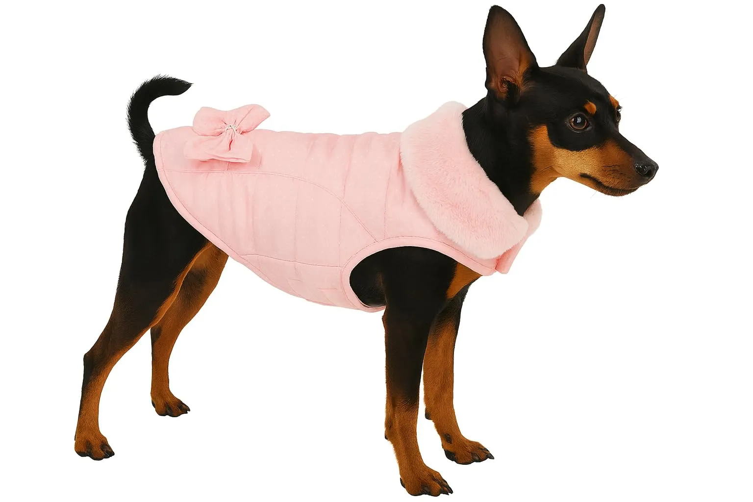Cappotto cane – Guzzi Rosa – A:20cm – Poliestere – Lavabile a 30°C – Fodera in pile morbido – Impermeabile – Con fiocco decorativo – Flamingo - immagine 1