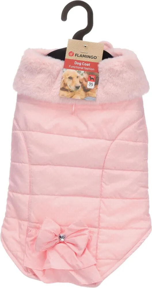 Cappotto cane – Guzzi Rosa – A:20cm – Poliestere – Lavabile a 30°C – Fodera in pile morbido – Impermeabile – Con fiocco decorativo – Flamingo - immagine 7