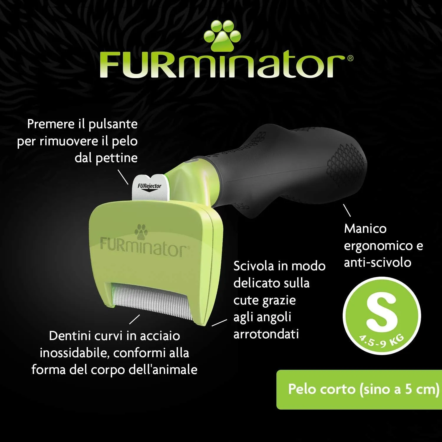 FURminator deShedding Tool S - Spazzola per cani piccoli, pelo corto - immagine 4