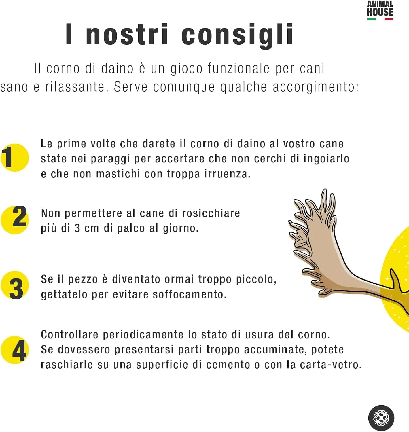 Animal House Corna di Daino per Cani, M - immagine 6