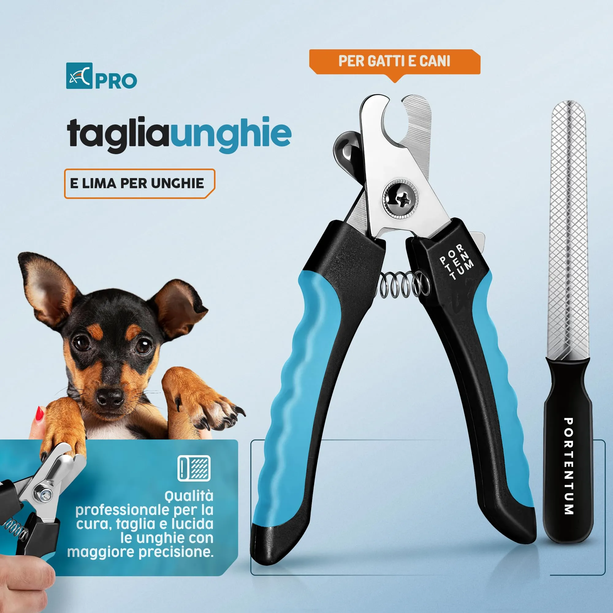 PORTENTUM Tagliaunghie per cane - Tagliaunghie per gatto - Con Protezione di Sicurezza - Acciaio Inossidabile - Adatto anche per uso professionale - immagine 2