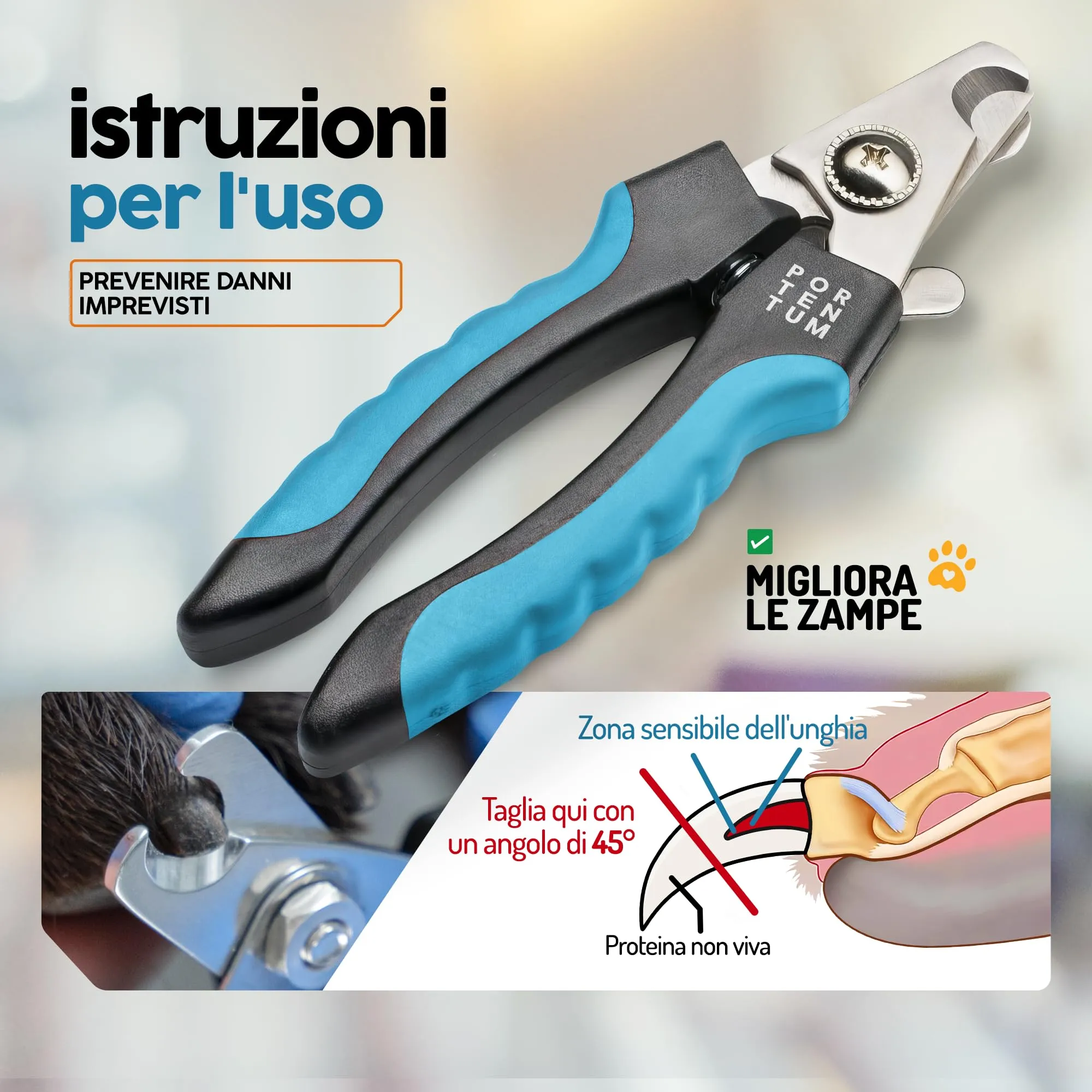 PORTENTUM Tagliaunghie per cane - Tagliaunghie per gatto - Con Protezione di Sicurezza - Acciaio Inossidabile - Adatto anche per uso professionale - immagine 7