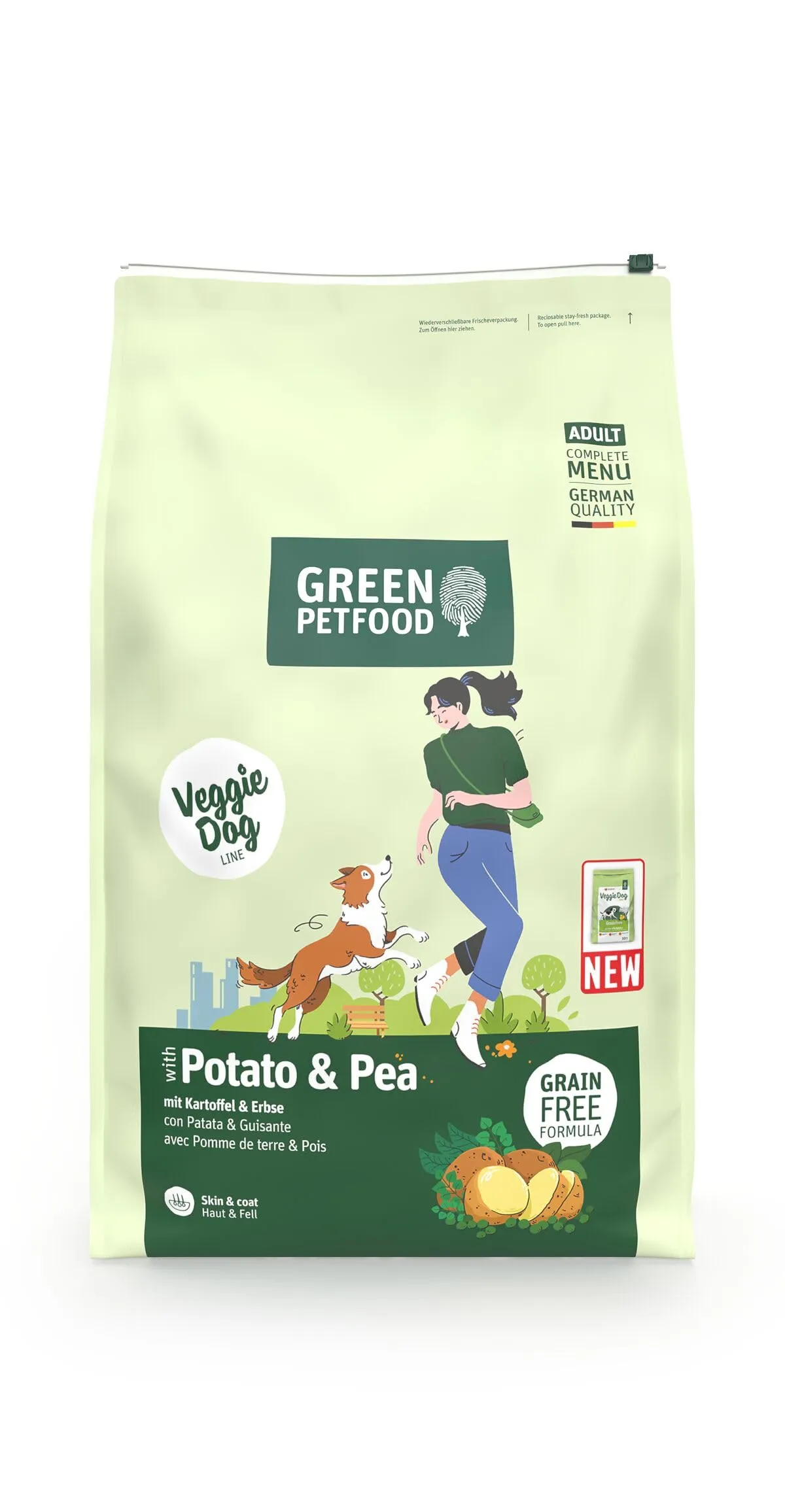 Green Petfood VeggieDog con patata e pisello (1 x 10 kg), per adulti, cibo secco di alta qualità per cani sensibili adulti, vegetariani e senza frumento, con deliziosa pasta di patata dolce - immagine 2